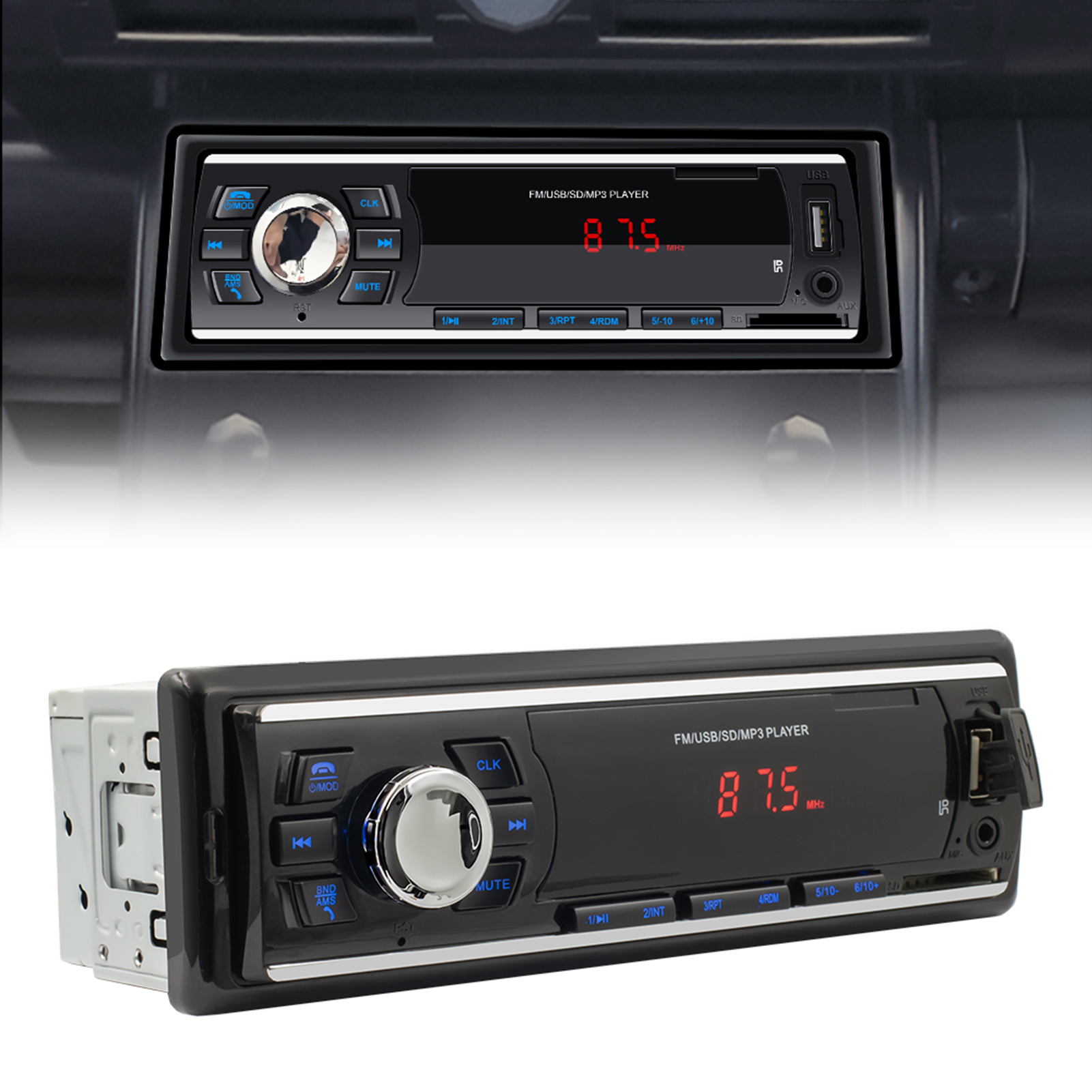 SWM-6249 Car Radio Player AUX Input MP3 Player Black Remote Control Stereo Receiver for Auto