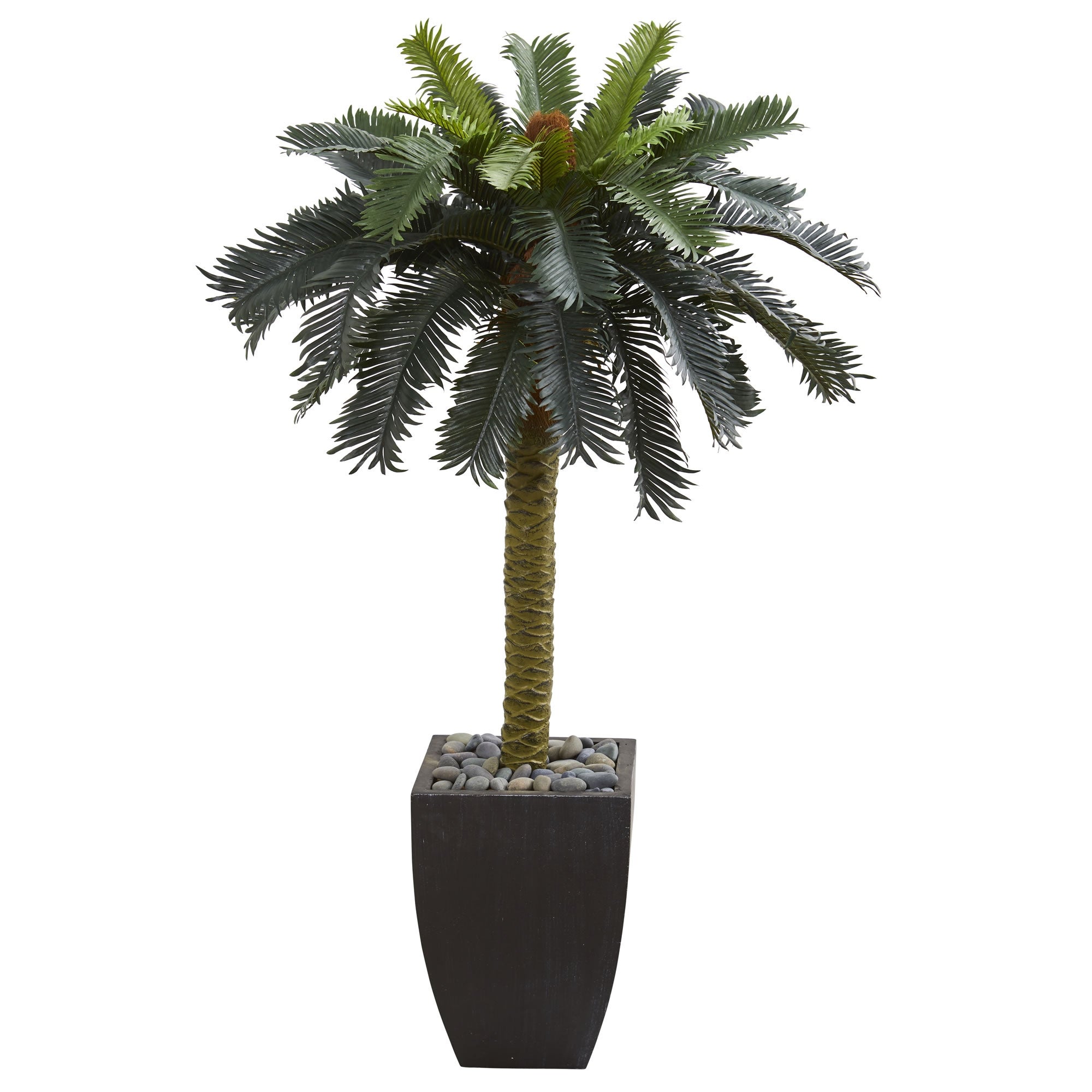 4.5' Sago Artificial Palm Tree in Black Planter - Green/Black