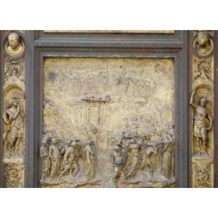 Gates of Paradise - Eastern Doors by Lorenzo Ghiberti Bronze Baptistery Detail 1425-1452 Circa 1381-1455 Italy Florence Canvas Art - Lorenzo Ghiberti