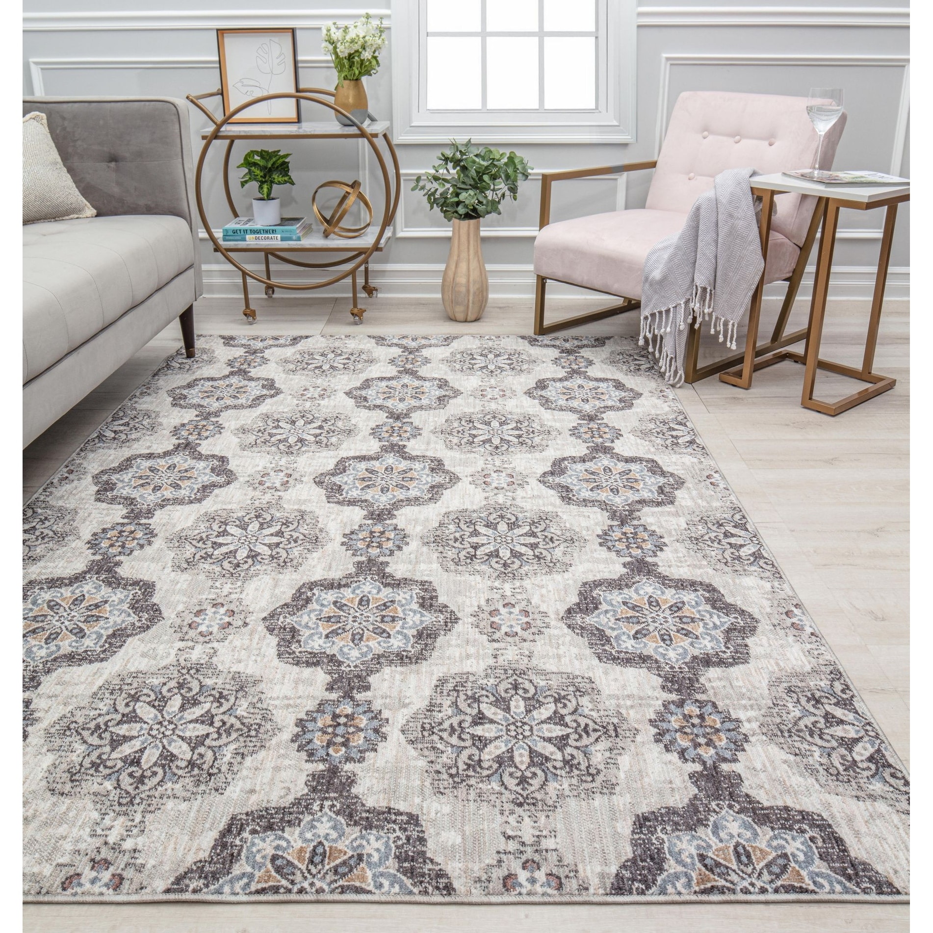 Mason Brooks Celestia Traditional Vintage Area Rug, Sweet Gray