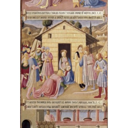 Adoration of the Three Kings 1438-1445 Fra Angelico (ca1395-1455 Italian) Fresco Museo Di San Marco Florence Italy Canvas Art - Fra Angelico (18 X 24)