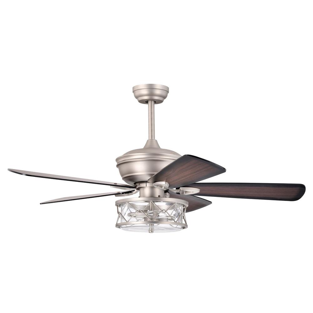 Parrot Uncle Banner 52 in. Indoor Matte Silver Ceiling Fan with Remote Control and Light Kit