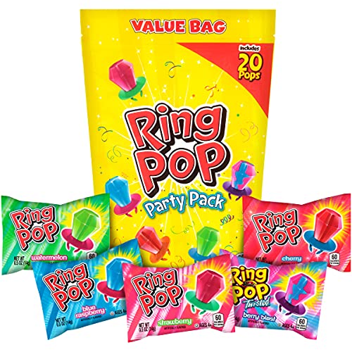 Ring Pop Individually Wrapped Bulk Variety Party Lollipop Suckers with Assorted Flavors Fun Candy for Birthdays & Celebrations, Original, Mixed Fruit,
