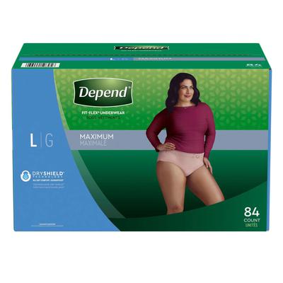 Depend Fit-Flex Incontinence & Postpartum Underwear for Women Large (84 Ct.)