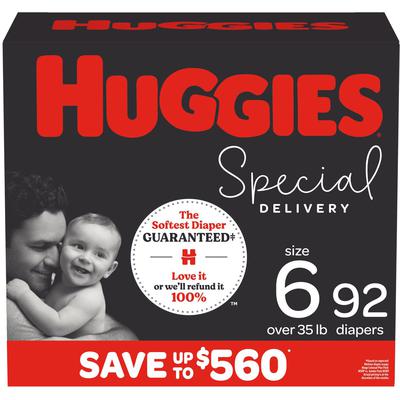 Huggies Special Delivery Hypoallergenic Baby Diapers, Size 6 - 92 Ct. (35+ Lb.)