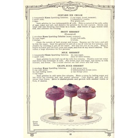 Dainty Deserts for Dainty People C1915 Grape Juice Sherbert Canvas Art - (18 X 24)