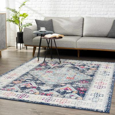 Tigris TGS-2313 7'10x10' Traditional Updated Traditional Navy/Ivory/Blue/Navy/Light Blue/Pink/Orange/Ivory/Gray/Light Green Area Rug - Hauteloom