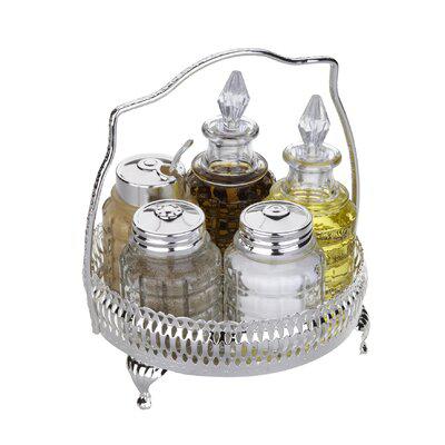 Corbell Silver Company Queen Anne 6 Piece Round Cruet Set Stainless Steel in Gray, Size 6.75 H X 5.5 W X 5.5 D in | Wayfair 0-4719