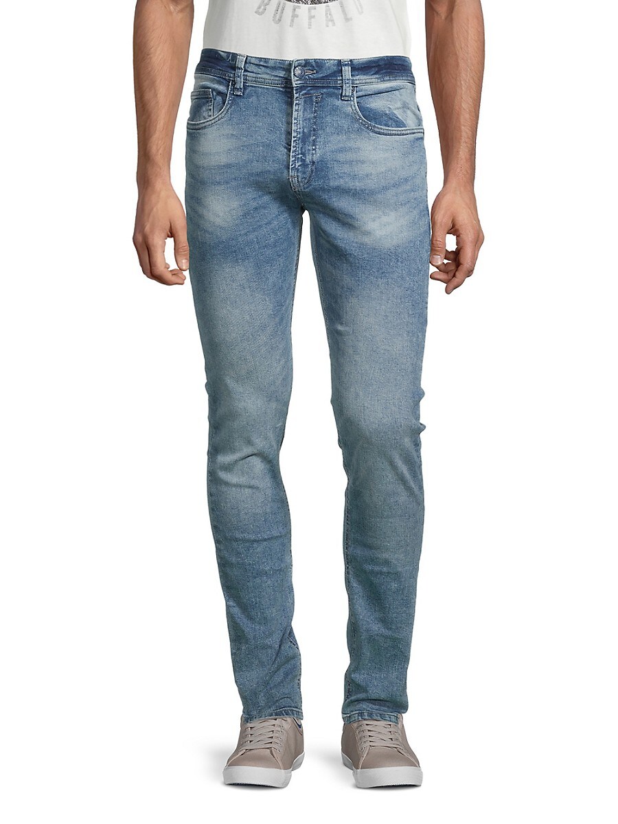 BUFFALO David Bitton Men's Max-X Skinny Stretch Jeans - Whiskered Blue - Size 33 32