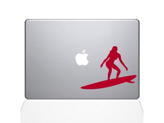 Catching Some Waves Decal Vinyl Sticker, 15' Macbook Pro (2016 & Newer Models), Red (1455-Mac-15X-Dr)