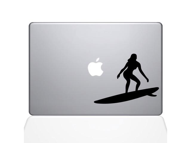 Catching Some Waves Decal Vinyl Sticker, 12' Macbook, Black (1455-Mac-12M-Bla)