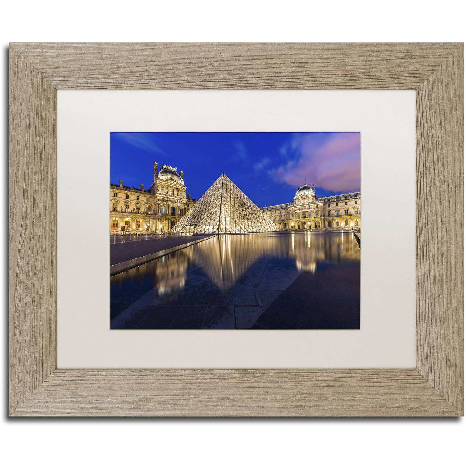 Trademark Fine Art  Golden Hour in the Louvre  Canvas Art by Mathieu Rivrin  White Matte  Birch Frame