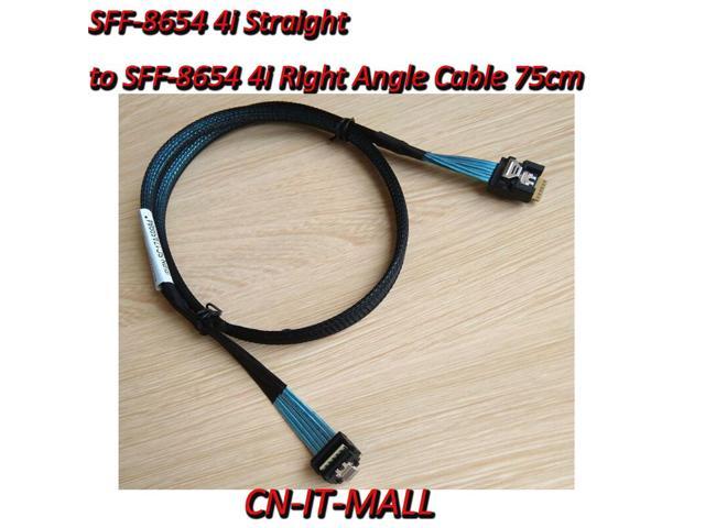 Slimline SAS4.0 SFF-8654 4i Straight to SFF-8654 4i Right Angle Cable 75cm R0040