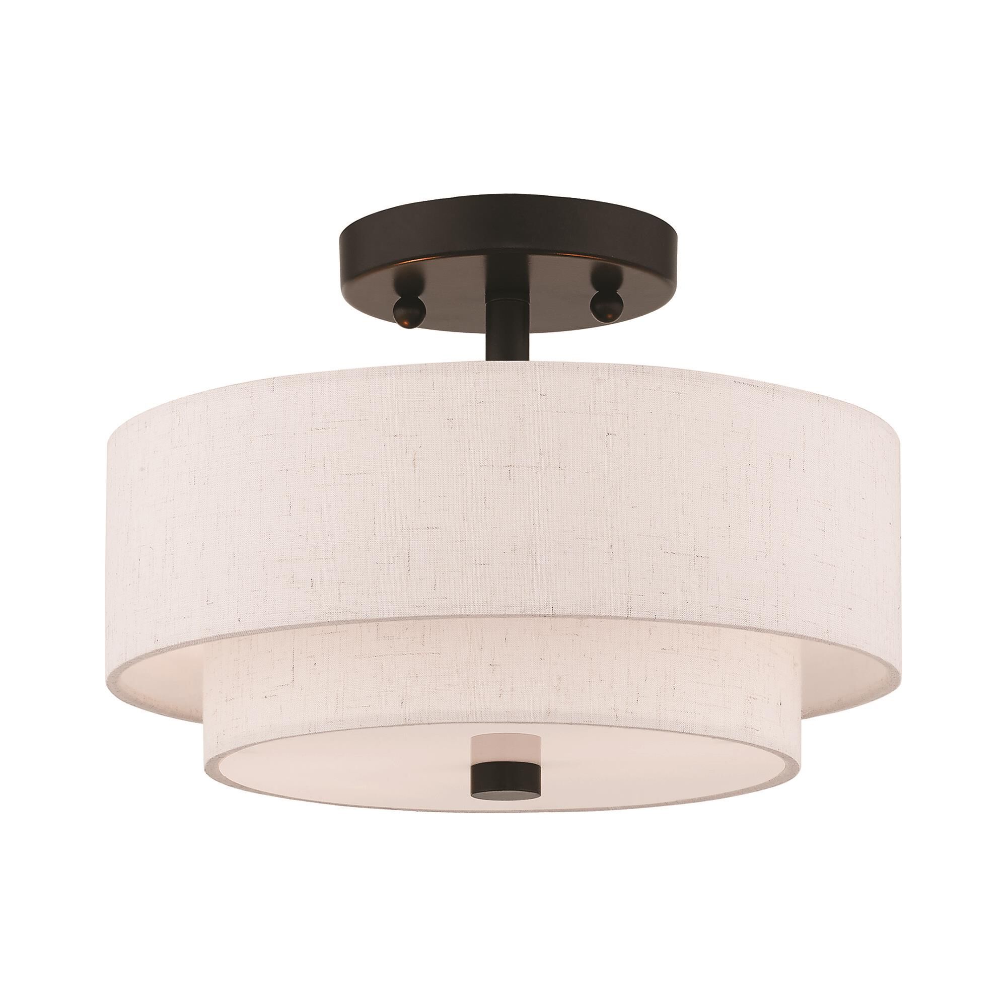 Livex Lighting Claremont 11 Inch 2 Light Semi Flush Mount Claremont - 51082-92 - Transitional