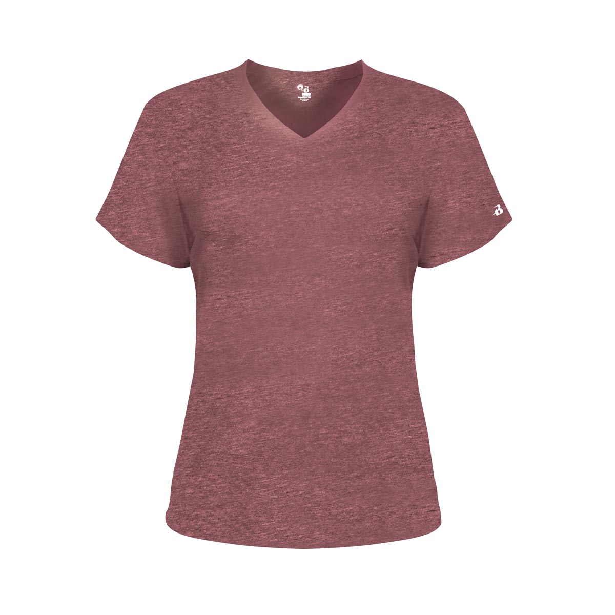 Badger 4962 Women's Triblend Performance V-Neck T-Shirt - Maroon Heather - S