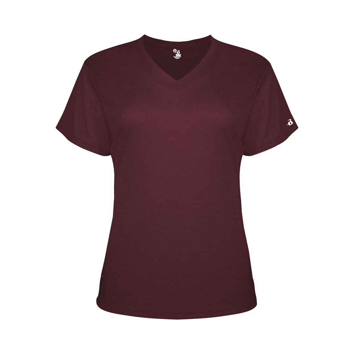 Badger 4962 Women's Triblend Performance V-Neck T-Shirt - Maroon - XS