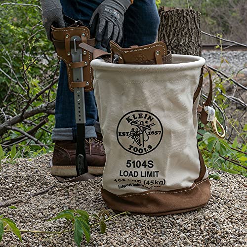 Klein Tools 5104S Canvas Bucket, Tool Bucket Made with No. 4 Canvas and Leather Bottom, with Swivel Snap Hook Included, 100-Pound Load Rated thumbnail