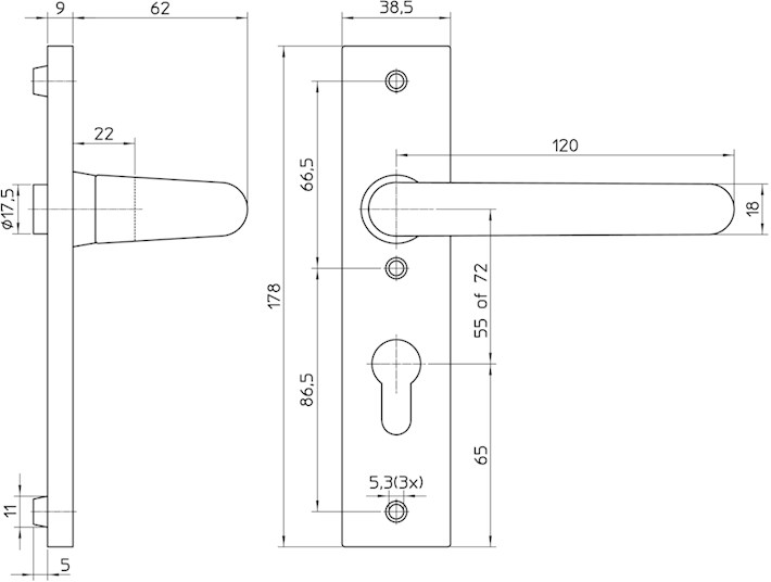 Nemef Kruk/kruk Schild Aluminium 3252 Pc 55 F1 Din Links En Rechts