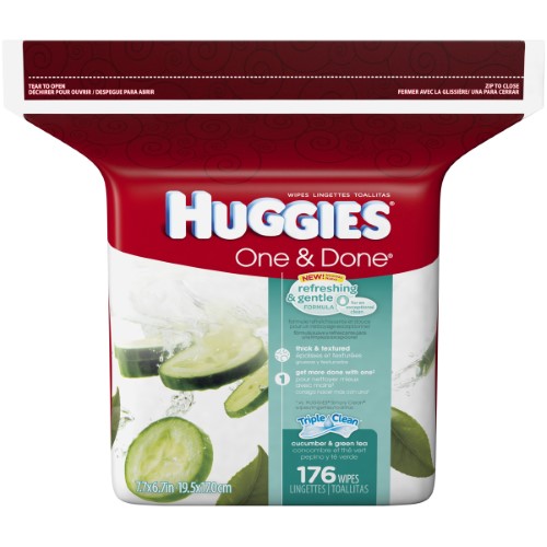 Huggies One & Done ® Refreshing Cucumber & Green Tea Baby Wipes, Refill (176 Count)