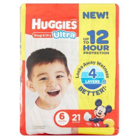 HUGGIES Snug & Dry Ultra Diapers, Size 6, 21 Diapers