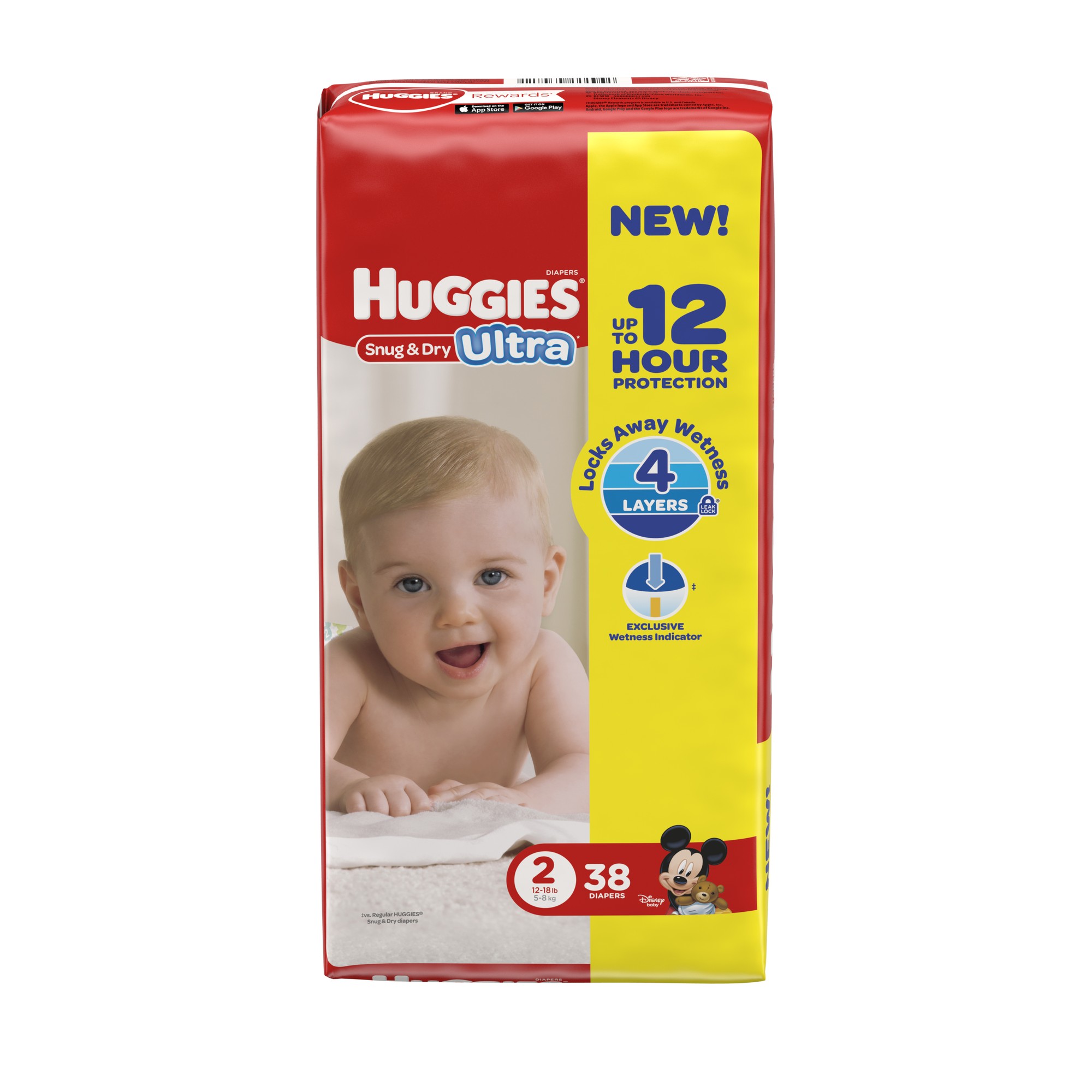 HUGGIES Snug & Dry Ultra Diapers, Size 2, 38 Diapers