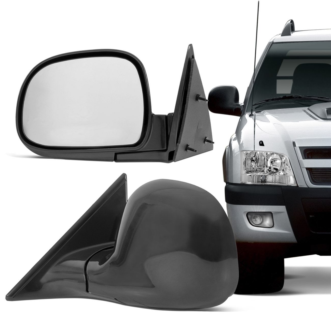 Retrovisor S10 Blazer 95 96 97 98 99 00 01 02 03 04 05 06 07 08 09 10 11 Sem Controle - Lado Esquerdo Motorista