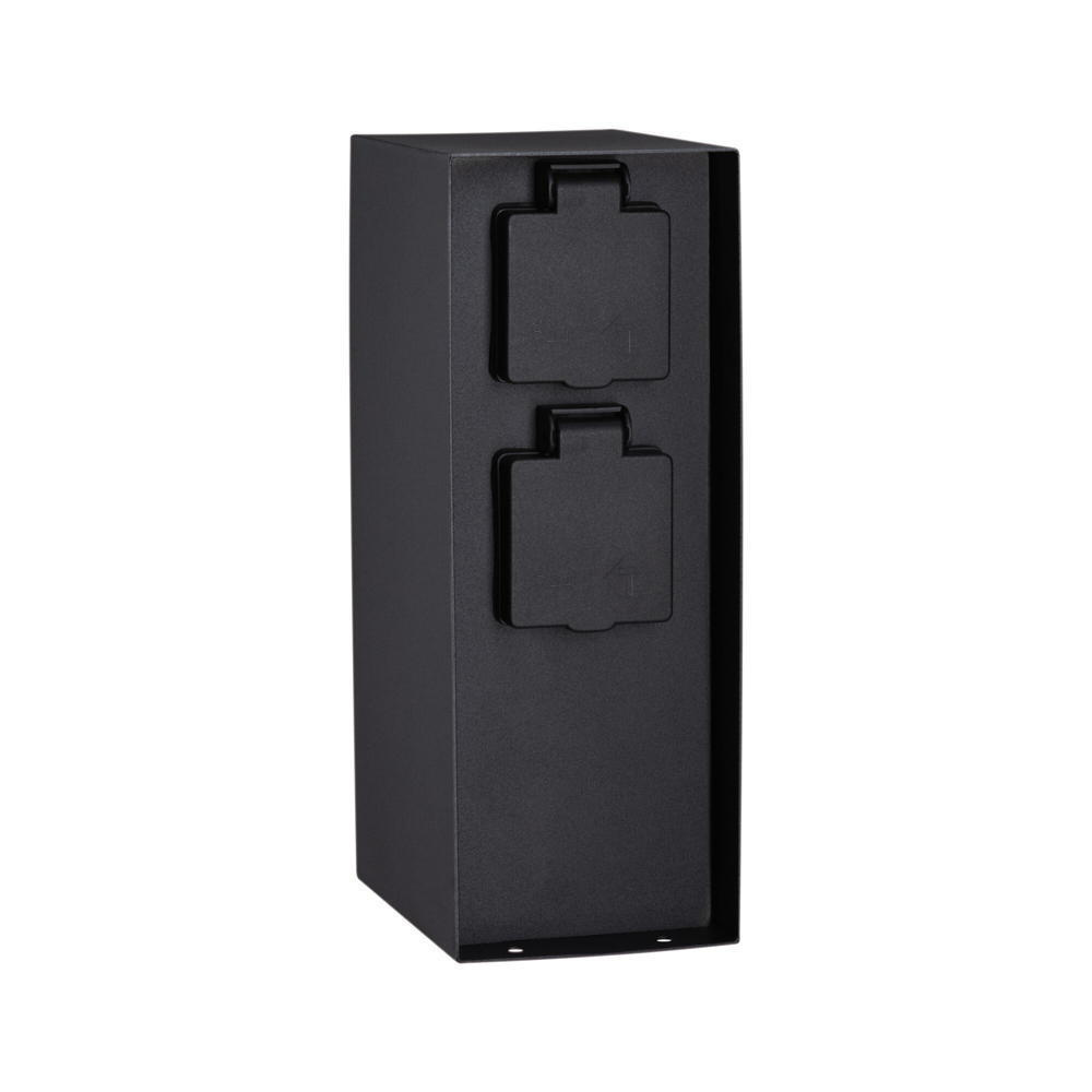 Rio 94657 Outdoor Light Socket Column 2-Way IP44 Square Max. 3,650 W Anthracite Power in the Garden Metal Distributor, Charcoal thumbnail