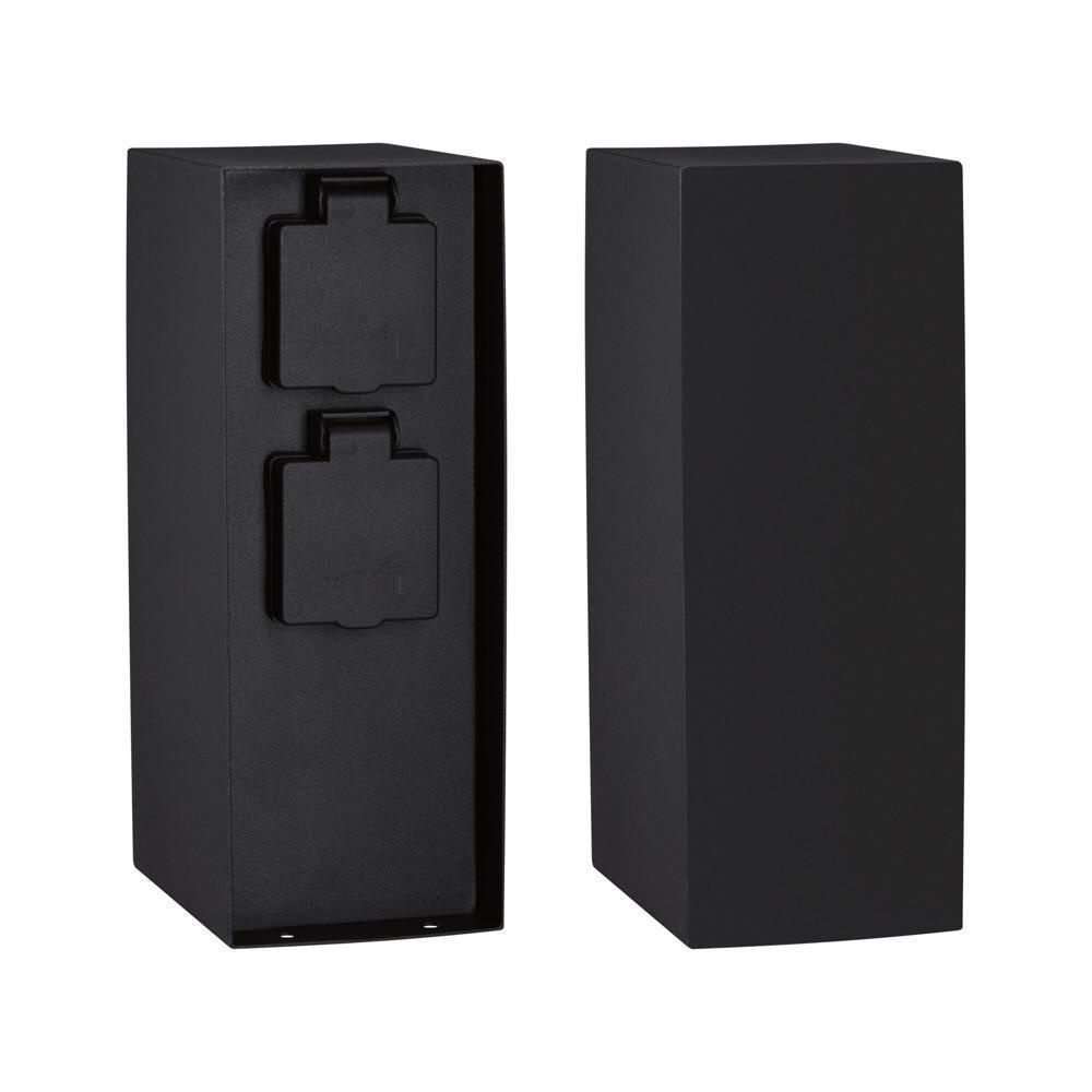 Rio 94657 Outdoor Light Socket Column 2-Way IP44 Square Max. 3,650 W Anthracite Power in the Garden Metal Distributor, Charcoal thumbnail