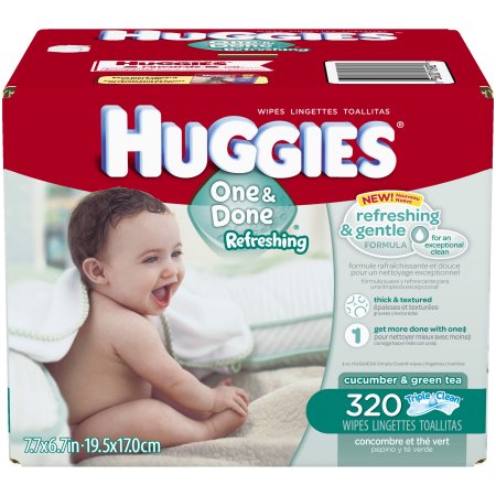 HUGGIES Naturally Refreshing Cucumber & Green Tea Thick 'n' Clean Wipes, 320 Sheets