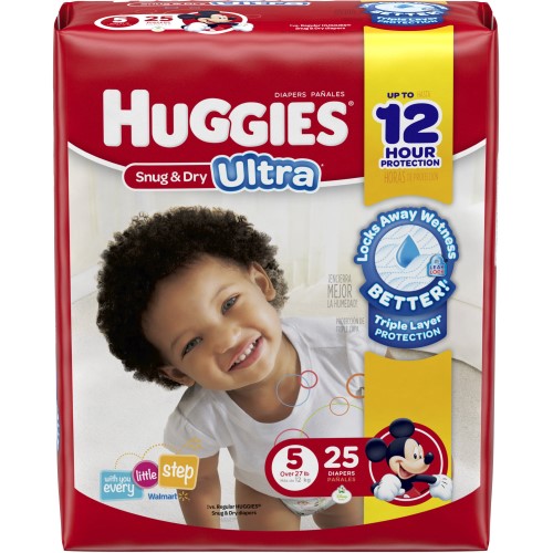 HUGGIES Snug & Dry Ultra Diapers, Size 5, 25 Diapers