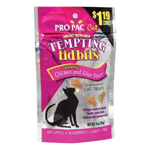 Midwestern Pet Food PF71710 Pro Pac Tempting Tidbits Chicken - Liver Cat Treat, 0.5 Lbs.