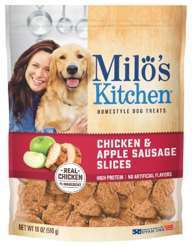 Milo's Kitchen Chicken & Apple Sausage Slices Dog Treats, 18 Oz