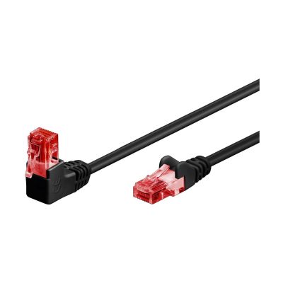 Netzwerk Patchkabel CAT6 1x 90° Gewinkelt, U/UTP, Schwarz