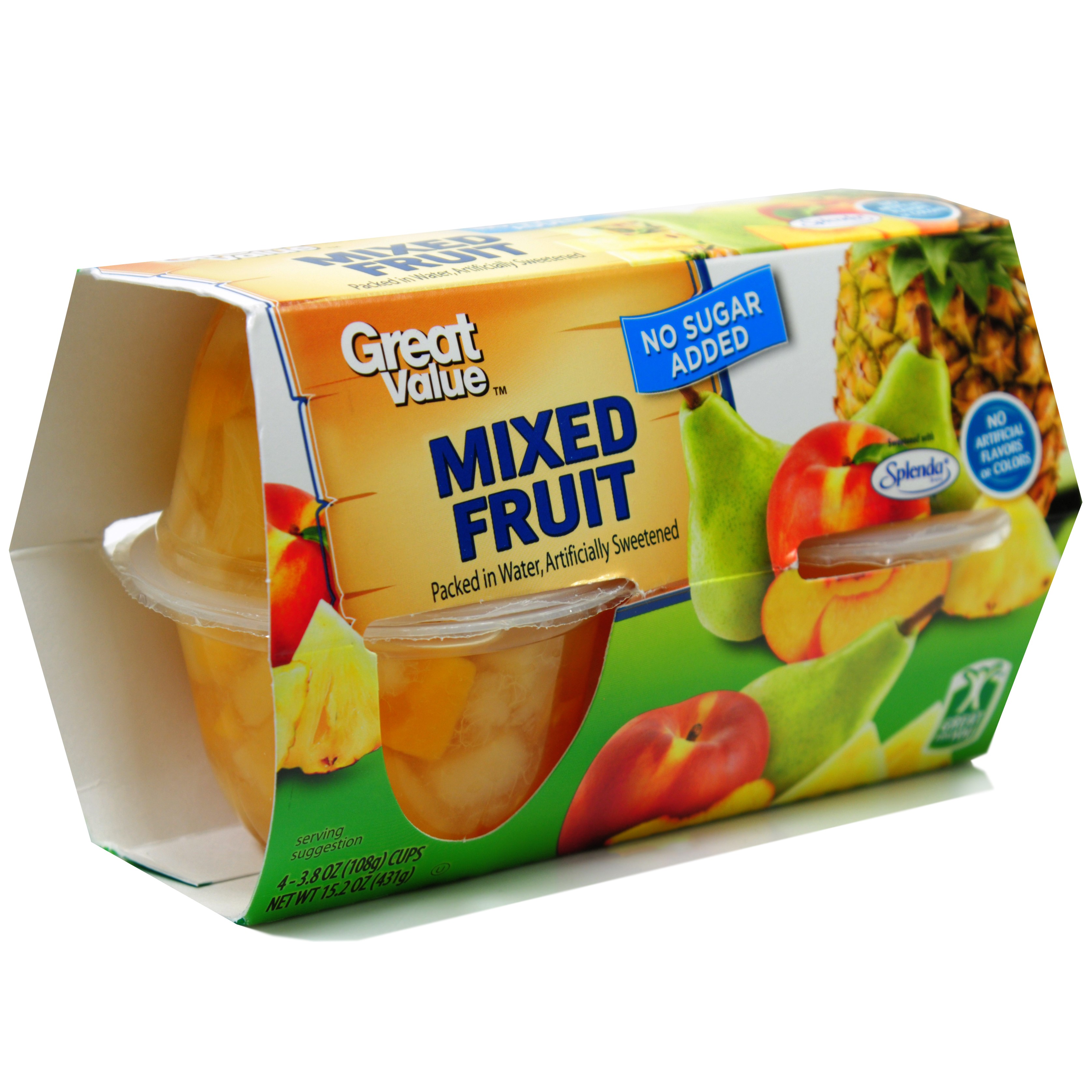 Great Value Mixed Fruit, 3.8 Oz, 4 Count Image