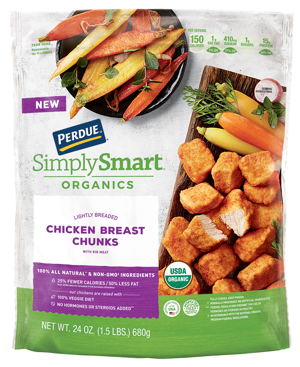 PERDUE SIMPLY SMART ORGANICS Lightly Breaded Chicken Chunks (24 Oz.)