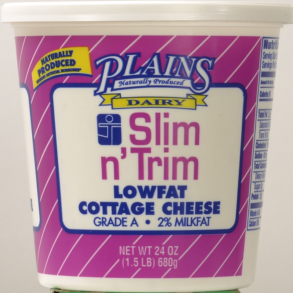 Plains Dairy Slim N' Trim 2% Milkfat Low-Fat Cottage Cheese, 24 Oz.