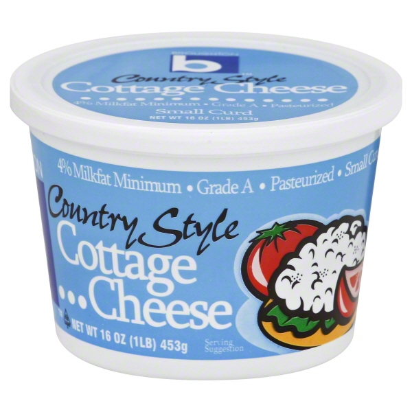 Broughton Grade a 4% Milk Fat Country Style Small Curd Cottage Cheese, 16 Oz.