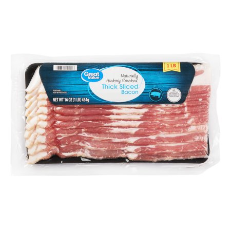 Great Value Thick Sliced Bacon, Naturally Hickory Smoked, 16 Oz