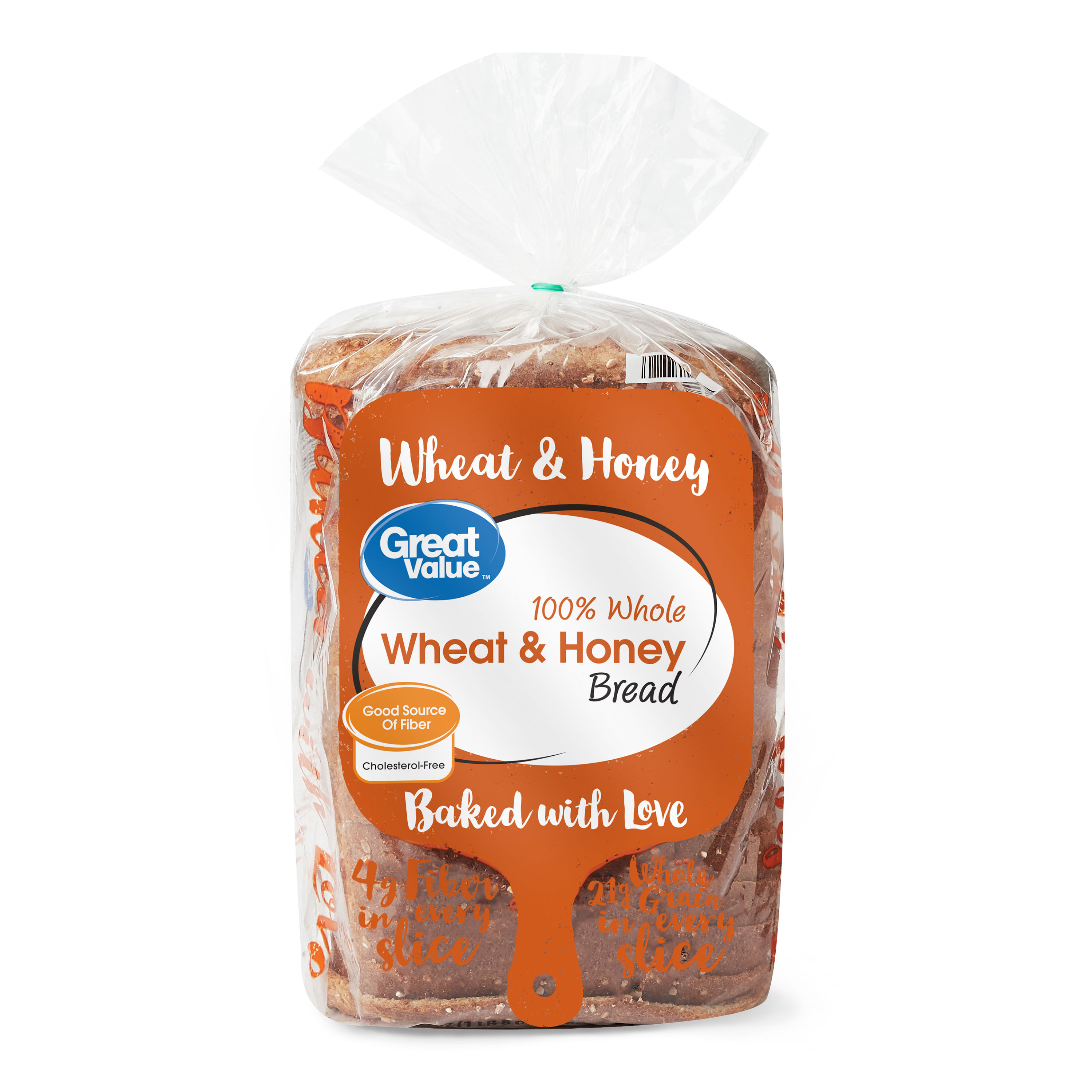 Great Value 100% Whole Wheat & Honey Bread, 24 Oz Image