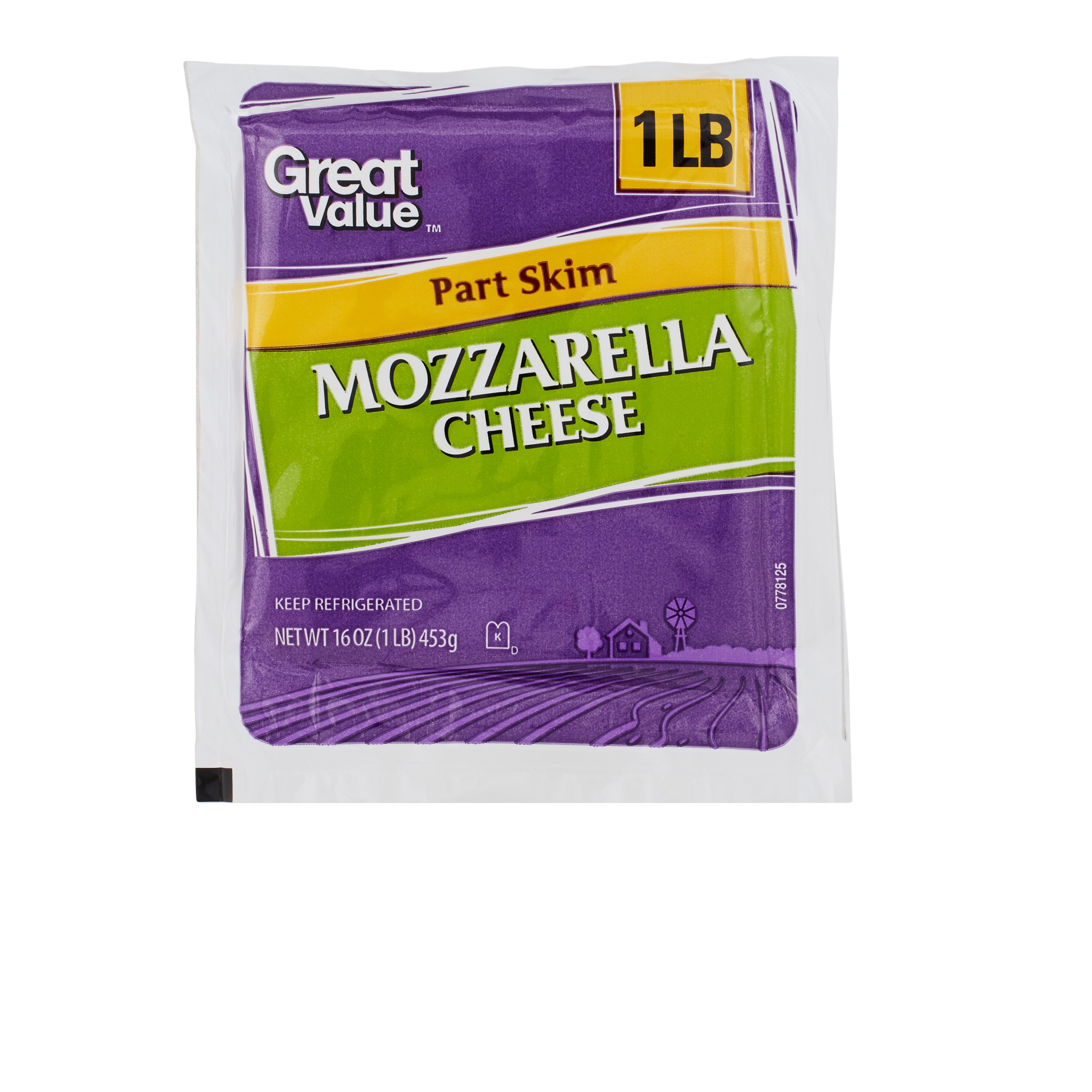 Great Value Part Skim Mozzarella Cheese, 1 Lb Image