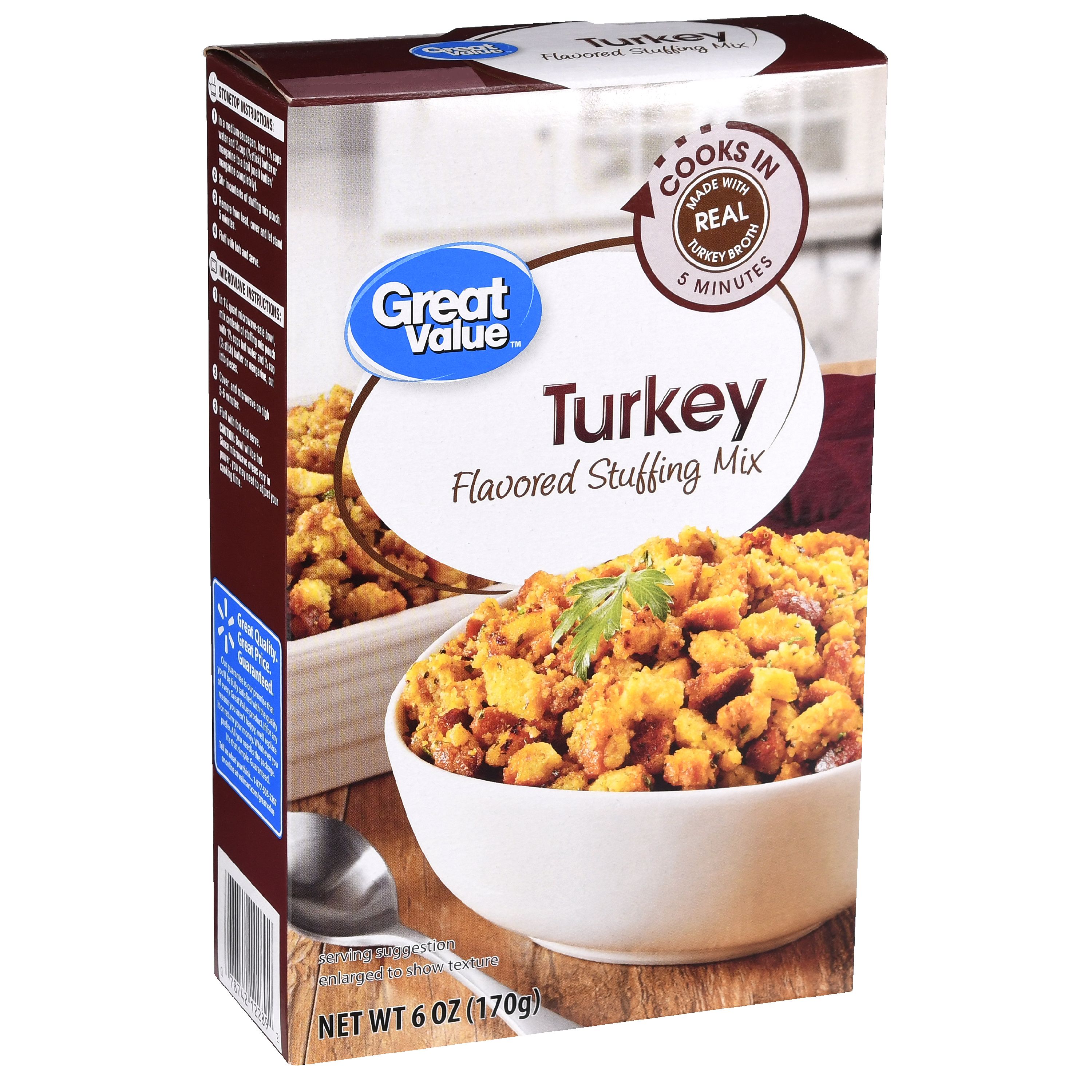 (4 Pack) Great Value Turkey Flavored Stuffing Mix, 6 Oz