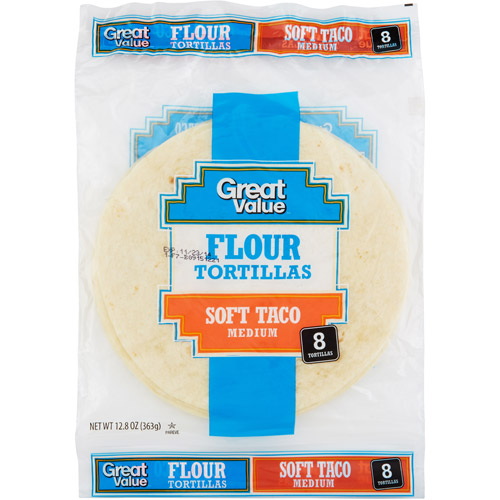 Great Value Flour 8" Medium Soft Taco Tortillas, 8 Ct