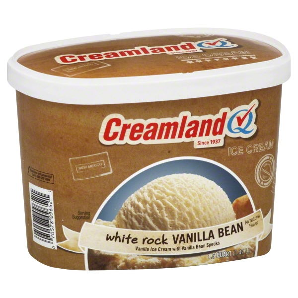 Creamland White Rock Vanilla Bean Ice Cream, 1.42 Liter