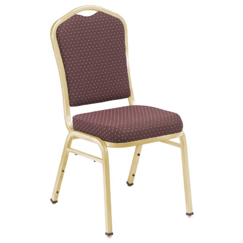 National Public Seating 9300 N Series Fabric Stacking Chair - Burgundy Pattern/Gold Frame