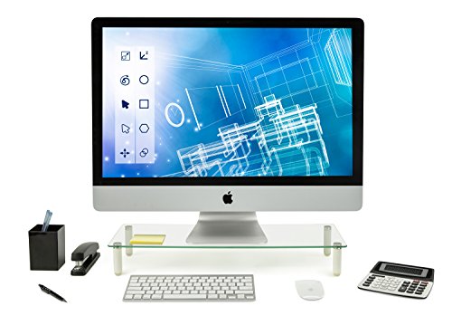 Mount-It MI-7263 22 in. Glass Monitor Laptop Stand, Wide Tempered Glass