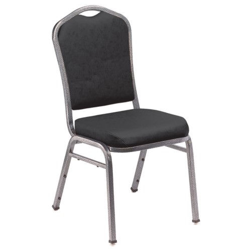 National Public Seating 9300 N Series Stacking Chair - Black/Silver Frame