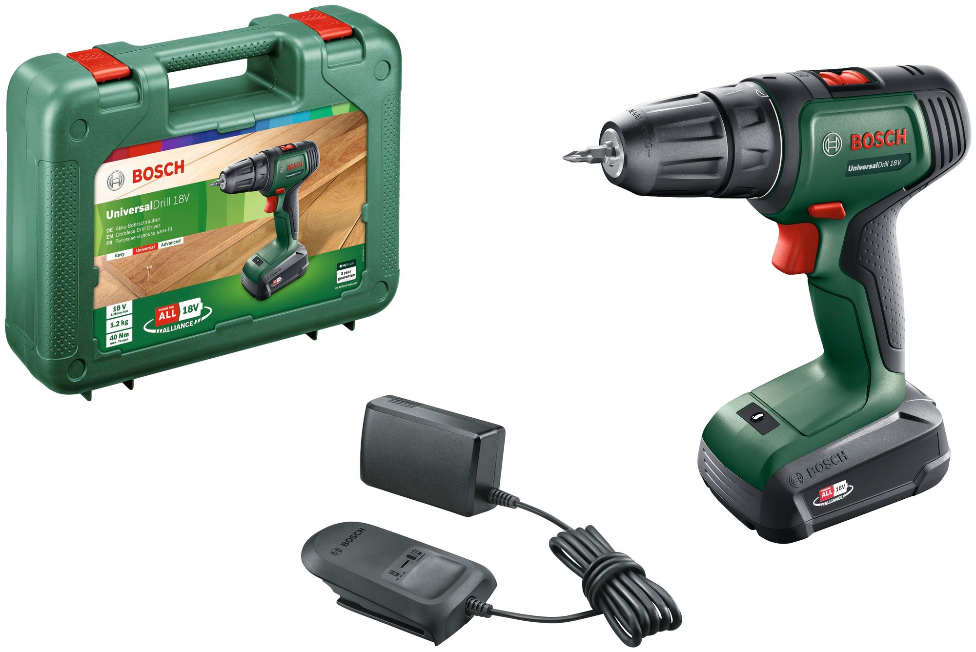 Bosch UniversalDrill 18V 1450 RPM Keyless 1.2 Kg Black, Green