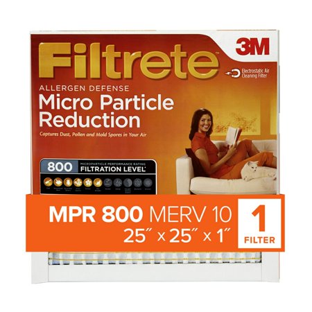 Filtrete 25x25x1 HVAC Furnace Air Filter  MPR 800 MERV 10  Micro Particle Reduction  1 Filter(4 pcs)