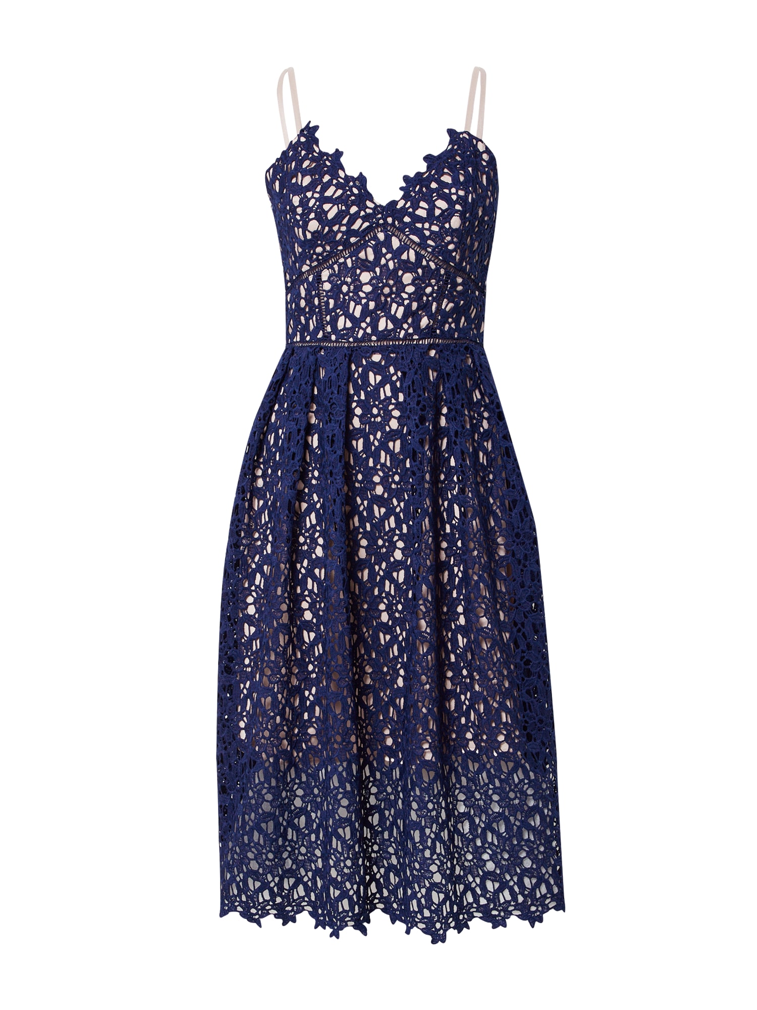 Chi Chi Cami Premium Lace MIDI Dress in Navy in Blue, Size 16