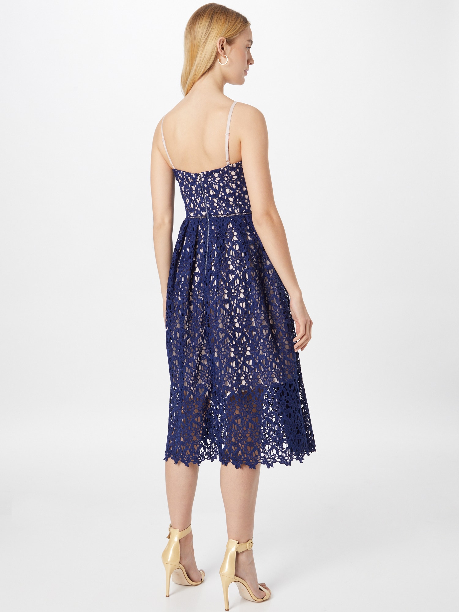 Chi Chi Cami Premium Lace MIDI Dress in Navy in Blue, Size 16 thumbnail